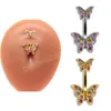 Aço Inoxidável Umbigo Piercing Azul Dança Dança Barriga Anéis Piercing Jóias Butterfly Bell Bell Button Anel para Mulheres Meninas