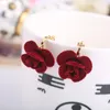 Przypnij śrubowy styl mody ręcznie robiony tkanina kwiat róży klips na kolczykach wihtout peirling dla kobiet impreza ślubna urok ślubny