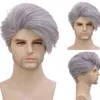 Erkekler Saç Sentetik Sizin Stiliniz 10 Saç Modeli Kısa Saç Kesimi Pixie Cut Mens Man Kahverengi Siyah Dalgalı Peruk Cosplay Cadılar Bayramı Kostüm Erkek Peruklar 0527