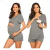 Pyjama d'allaitement d'été pour salon de sommeil, vêtements de nuit de maternité, J220823
