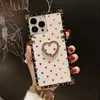Lots of hearts diamond square luxury mobile phone cases with hart holder for iphone 13 12 11 pro promax XS XR 7plus 8 Samsung S22 A13