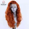 Ginger Synthetische kant Vront Wig Heat resistent Long Red Pink Deep Wave Kinky Kinky Curly Drag Queen Cosplay Pruiken voor vrouwen Eewigs2205118937114