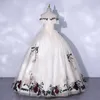 صور حقيقية فساتين Quinceanera بيضاء 2022 مع زهرة مطرزة بالحبوب حبيبة فستان بارام