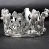 Dining Mini Crown Princess Topper Crystal Pearl Tiara Children Hair Ornaments for Wedding Birthday Party Cake Decorating Tools B032