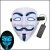 Other Event Party Supplies Halloween Glowing Mask Anonymous Led V For Vendetta Cosplay Costume Plastic Masquerade Masks Club Drop Delivery