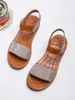 Sandales à la cheville Sangle de boucle plate-forme ouverte ouverte dames chaussures fashion strass d'été