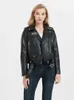 2022 Spring Autumn Motorfiets Jacket Dames Slim Rapel Zipper Faux Leather Jacket Woman Streetwear Punk Pu Out -meter met riem L220728