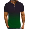 Fashion gradiënt kleuren polos t-shirts voor heren zomer slanke fit rits nek ontwerper korte mouw vintage casual polo shirts polo1