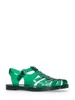 Sandalias de goma enjauladas para mujer Zapatos de pescador Sandalias planas de gelatina de moda Diapositivas de diseño translúcido con caja y bolsa para el polvo