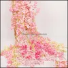 180 cmの人工桜の花暗号化デザインの花輪のためのぶら下がっている飾りの家の装飾10個のドロップデリバリー2021