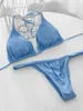 Dames Badkleding Bikinis Set Vrouwen Badpak Vrouw String Bikini Sexy Lingerie Zomer Blauw Zwart Strand Top Zwemmen Oefening 2022