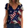 Streetwear Summer Women's Clothing US Flag Multicolor Fashion Casual Short Sleeve Y2K T-Shirt Oversized Tops Pullover Tunic 220511