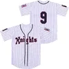 남자 밀워키 맥주 영화 야구 유니폼 #17 Doug Remer #44 Joe Cooper 스티치 화이트 그레이 뉴 NY 요크 기사 #9 Roy Hobbs Jersey Size S-XXXL