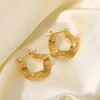 Hoop & Huggie Gold Plated Stainless Steel Earrings For Women Creative Unique Wavy Shaped Circle JewelryHoop