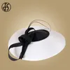 fs fascinators أسود أبيض الحفلات قبعة بوكس ​​قبعة للنساء فيدورا فيدورا أسود عريضة للسيدات كنيسة فستان سيناماي ديربي القبعات 29700979