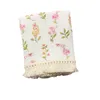 Organic Cotton born Muslin Baby Fashion Soft Fringe Wrap Blanket Cute Print Stuff Pielucha Bambusowa 220524