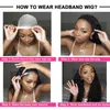 SVT Headband Wig Human Hair Scarf 180% Density Remy Brazilian Body Wave Natural Wavy Glueless s for Women 220609