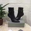 newest Gold lock Ankle Boots for womens shoes Luxury Designer Buckle zipper stiletto Bootie Top quality Cowskin Cashmere Pointed Toes 10.5CM