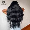 Perucas de peruas sintéticas novas rendas frontais 13x5x1 Wig Wig Wig Wigs Médio Split Black Long Curly Hair 220601