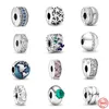 925 Sterling Silver Ciondola Charm Fibbia Lucida Farfalla Distanziatore Clip Fine Bead Fit Pandora Charms Bracciale Accessori Gioielli Fai Da Te