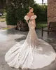 Berta 2022 Свадебные платья русалки с рукавом с рукавом 3D аппликационные цветочные свадебные платья vestido de novia
