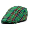 ファッションストライプグリッドベレーベレー帽子帽子男性春夏格子縞のバイザーレッドグリーンブルーダックマウスフィッシュボーングリッドフラットキャップユニセックスJ220722