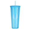 24 oz muggar personlig stjärnbockar iriserande bling regnbåge unicorn patted cold cup tumbler kaffe mugg med halm sn4452