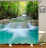 Waldlandschaft Badezimmervorhang 3D Naturlandschaft Wasserfall Druck Duschvorhänge Wasserdichtes Polyester Heimdekoration 220517