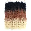 18 pollici Faux Locks Capelli all'uncinetto Ricci Dea Locs Per donne nere Trecce lunghe Estensioni dei capelli intrecciati ondulati morbidi 24 fili / pz LS12