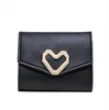Womens Korean-style Heart-shaped Small Wallet Simple Square Trifold Coin Purse