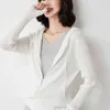 New Women's Knitted Sweater Spring And Autumn Fashion All-match Comfortable Hooded Long-sleeved Solid Color Zipper Cardigan Base L220706