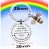 25cm 30cm Stainless Steel Teacher's Day Keychains A Great Teacher Little Bee Keychain Pendant Small Gift Accessories Bag Decoration
