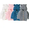 Giacche Cute Ear Toddler Ragazzi Ragazze Bambini Maglione per bambini Cappotto caldo in maglia con cappuccio Capispalla 220826