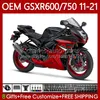 Injektionskropp för Suzuki GSXR-600 600cc 750cc GSXR 600 750 CC K11 11-21 121NO.72 GSXR600 GSXR750 11 12 13 14 15 16 GSXR-750 2017 2018 2019 2020 2021 Fairings Vinröd Blk