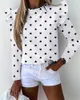 Women's Blouses & Shirts Sexy Women Shirt Floral Print Sleeve Ruffles Tops Turtleneck Summer Pineapple Pattern OL Loose 2022