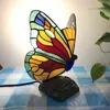 Lampes papillon Tiffany en verre teinté avec prise US / EU / UK / AU E27 LED lampe de chevet de chambre à coucher pour luminaires de table H220423