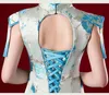 Vintage etnische kleding Chinese stijl prestaties jurk commerciële model t fase catwalk cheongsam tassel host auto show geborduurde kostuum