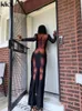 Kliou Y2K 3D Body Print Maxi sukienka kobiety estetyczna z długim rękawem wyjątkowa seksowna odzież do modelowania sylwetki szata odzież klubowa 220808