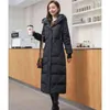 Winter White Duck Down Cotton Coat Women Tops New Hooded Grost Warm Parkas Jaqueta Moda Slim Long Down Cotton Coat L220730