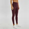L-85 Naked Material Women Yoga Pants Solid Color Sports Gym Wear Leggings Hög midja Elastisk fitness Lady total tights Workout