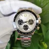 Idealne jakości zegarki Zegarek Wristwatches Vintage 40mm Cosmograph Paul Newman 6263 Chronograf Stainless White Dial 7750 Ruch Mechaniczny Ręcznie nawietrzny Zegarek