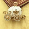 Pendentif Colliers Goutte D'huile Couleur Blanche Alliage Princesse Citrouille Carrosse Or Ton Strass Cristal Bijoux Collier Pendanat CharmsPendant