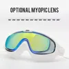 Män kvinnor Optiska simningsglasögon Vuxen anti-dimma UV-skydd Simma glasögonvattentät silikon Myopia Simglas 220702