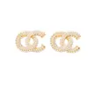 Simple 18K Gold Plated 925 Silver Luxury Brand Designers Double Letters Stud Classical Geometric Women Crystal Rhinestone Pearl Ea241j