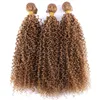 Gouden kleur afro kinky krullende synthetische haarverlenging 100 g/pc's hoge temperatuur haarbundels 220615