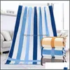 Beroyal New 100% Cotton Thicker Bath Towel Absorbent Stripe Beach Towels For Adt And Kids Bathroom 70*140Cm 1Pc Y220226 Drop Delivery 2021 S