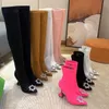 Amina Muadi Boots Women Designer Over Kne Boot Pointed Fashion Lårhöga stövlar svarta öken Stövlar Vinterbröllopsklänningskor nr389