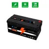 LiFePO4 battery 12V300AH large rubber shell with built-in BMS display, used for golf cart, forklift, inverter, Campervan