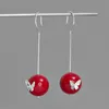 Dangle Chandelier Quatre Saisons 925 Sterling Argent Rouge Corail Papillon Boucles D'oreilles Pour Femmes Filles Bijoux CadeauxDangle Dale22