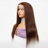 #4 Brown Bone Straight 13x4 Lace Front Human Hair Wigs Raw Indian Hair Colored 4x4 Transparent Lace Closure Wig For Women Pre-Pluc236n